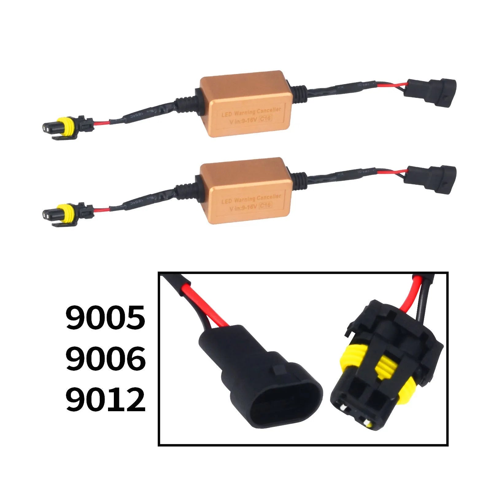Black alloy CANbus decoder for car LED headlights compatible with H4 H7 H11 H13 bulb models.