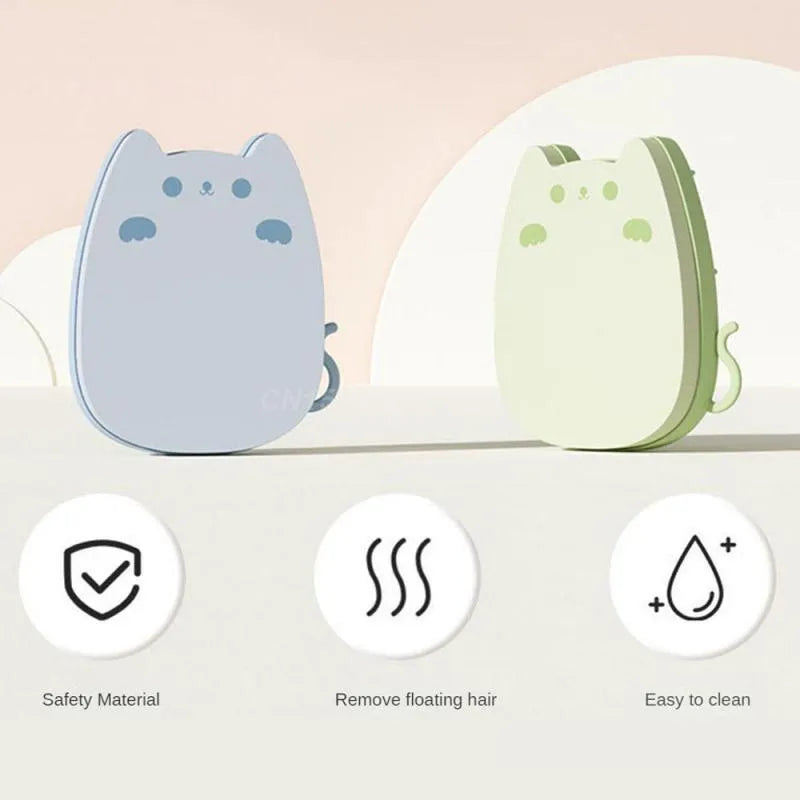 Brown silicone pet grooming comb with dual bristle design for cats and dogs on white background