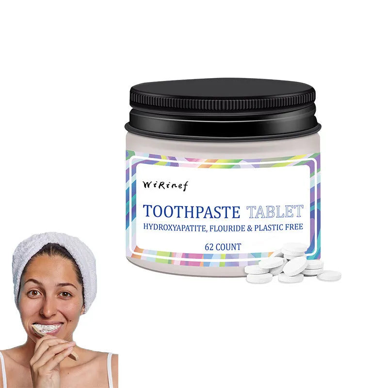 62 TP19 solid toothpaste tablets in portable disposable format for travel oral care