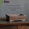 Purple sand rectangular bonsai pot with firewood burning texture pattern