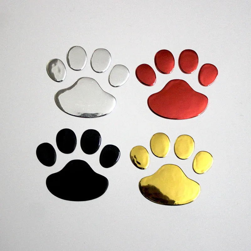 PVC hand-shaped brush car sticker with dog footprints pattern in black, silver, red, or gold.