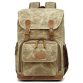 Canvas multi-functional DSLR camera backpack in khaki, waterproof and wear-resistant solid colour design