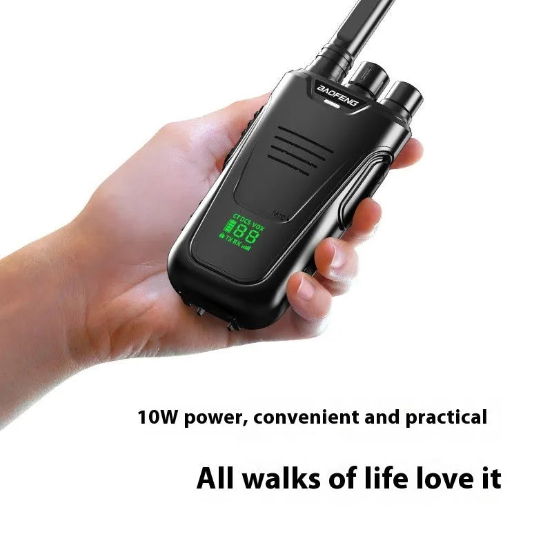 Red children's intercom two-way radio showing front display and controls