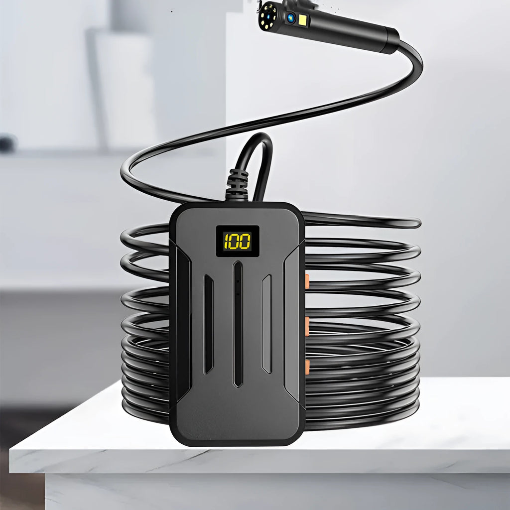 F300 wireless dual lens endoscope with 5.5mm and 8mm waterproof probes, magnet, and hook accessories