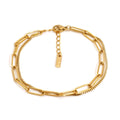 Women's titanium steel bracelet with double layer twin link design in gold or silver electroplated finish