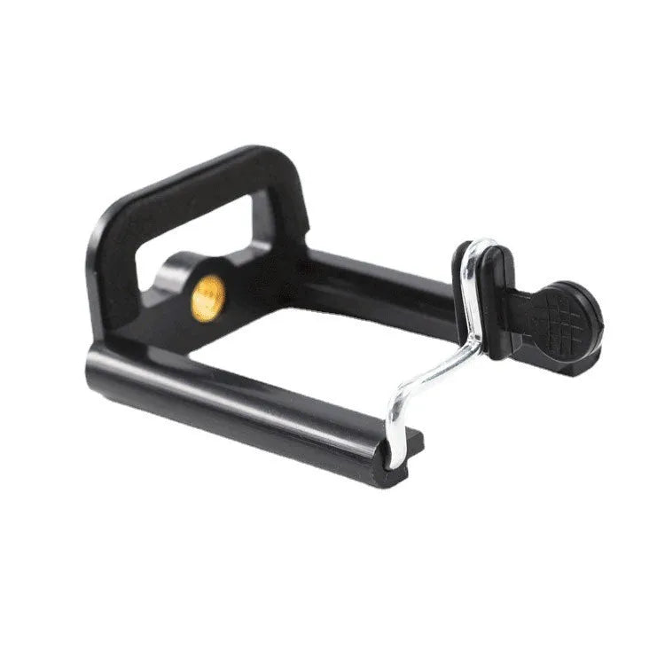 Black plastic universal mobile phone holder with U clip mounting bracket