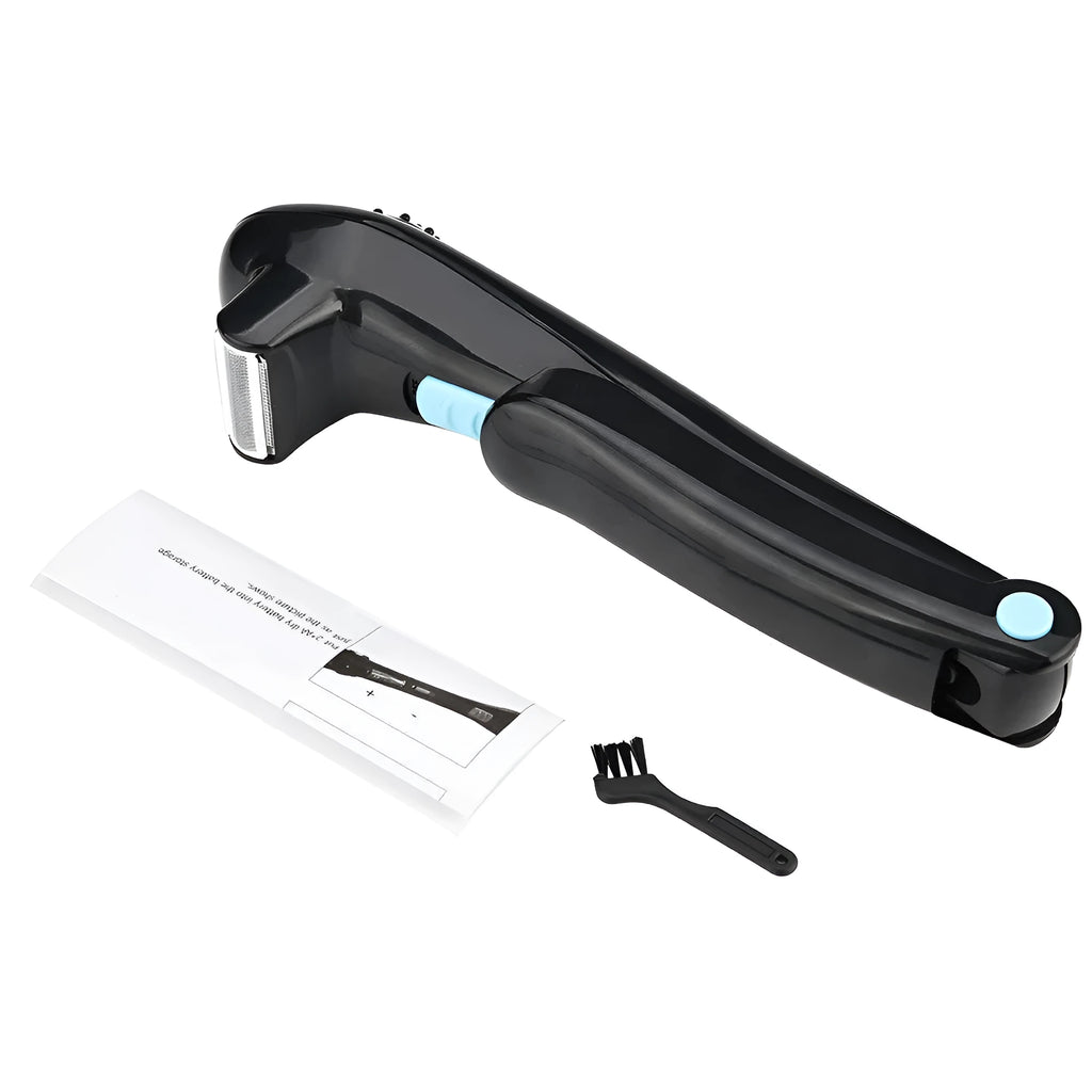 Black folding hair back body electric shaver with compact design for portable grooming