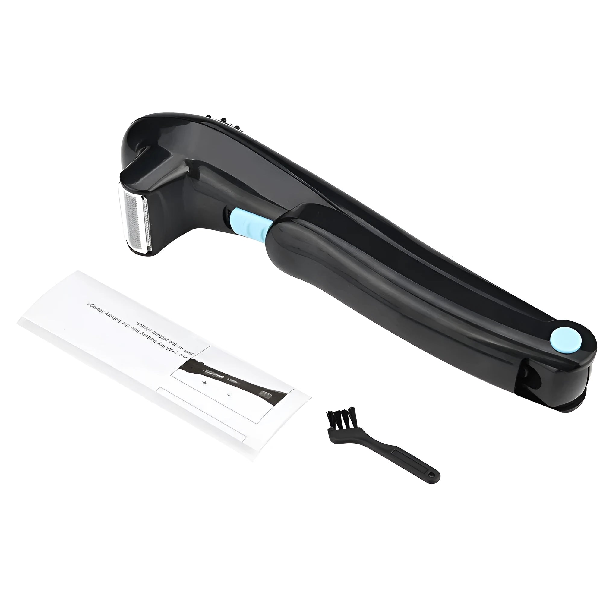 Black folding hair back body electric shaver with compact design for portable grooming