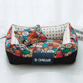 Canvas and waterproof Oxford cloth pet nest bed in size L for pets up to 30 kg, colour big mouth monkey
