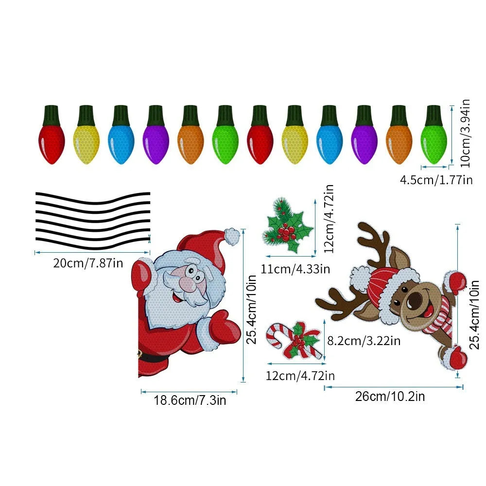 Christmas elk cartoon design reflective magnetic sticker in medium size