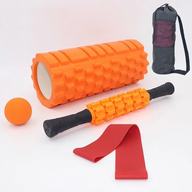 Black 33cm foam roller massage stick with six-piece construction