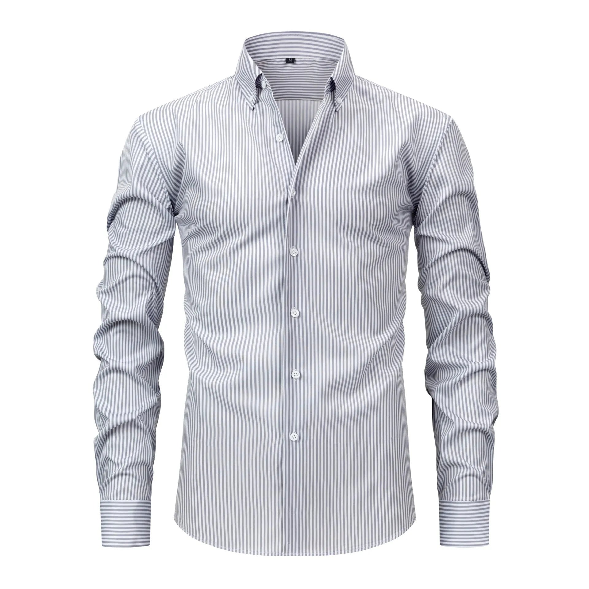 Men's striped non-iron business shirt with lapel collar in multiple colour options