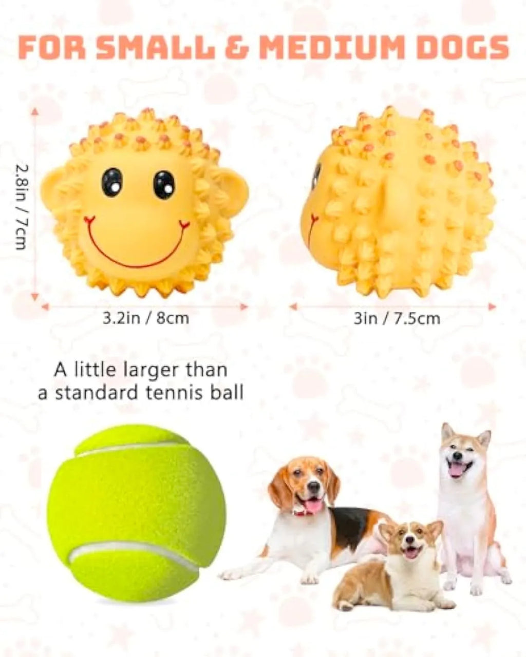 Set of four colourful animal-shaped latex dog toys with spiky surfaces for dental cleaning