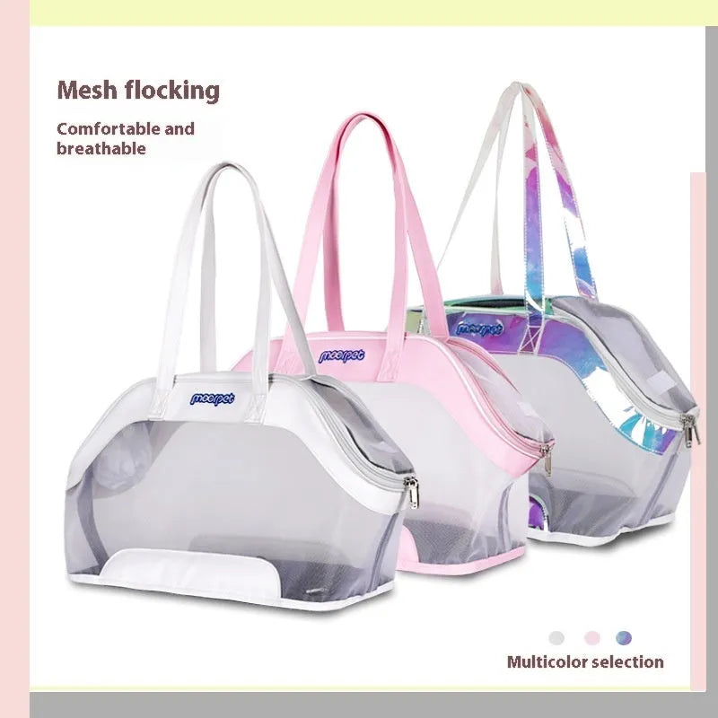 Leather cat outing carry bag with 25 litre capacity in medium hardness construction