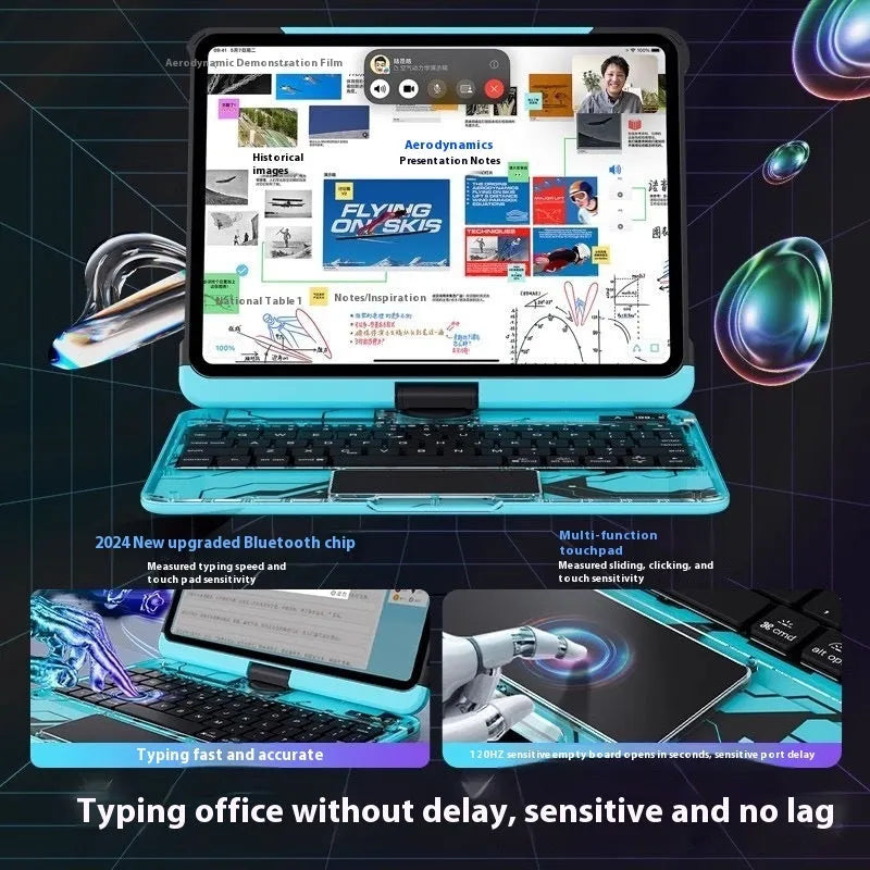 Blue Miaocontrol keyboard protective case for iPad Pro 13-inch tablet showing shockproof construction