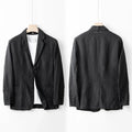 Men's linen suit jacket solid colour casual long sleeve loose fit jacket in sky blue