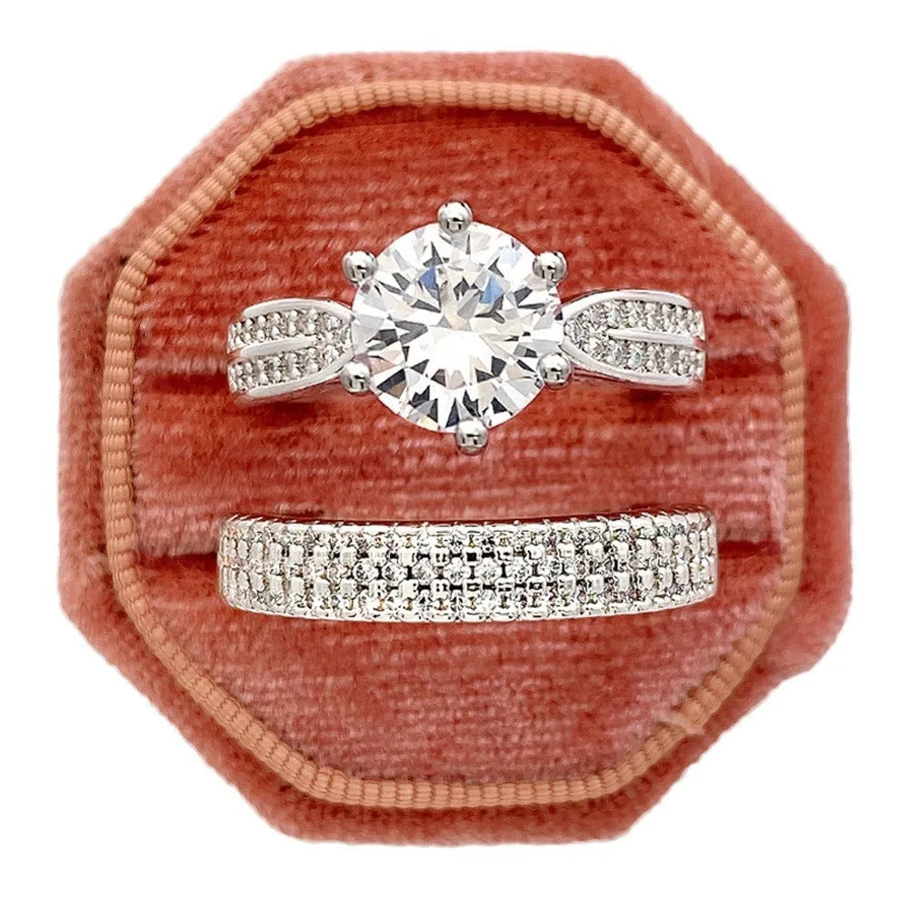 White gold colour alloy wedding bracelet with combined ring design and round geometry elements