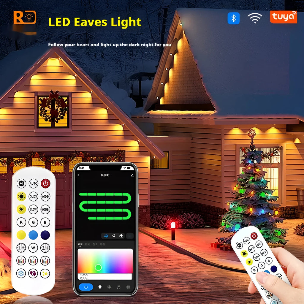 Outdoor intelligent LED lighting chain with planet designs and remote control for eaves decoration