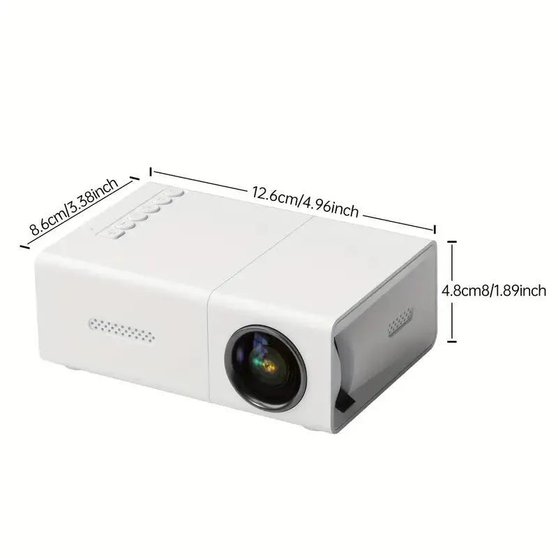M100 portable mini LED projector in black and white options with remote control and cables
