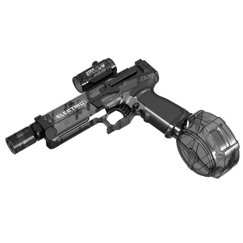 Fire Rat electric water pistol toy with LED lights in multiple colour options including black, blue, and red