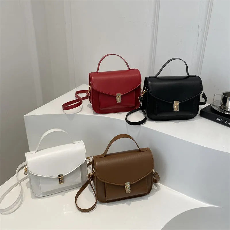Retro style PU messenger bag in horizontal square shape with document compartment