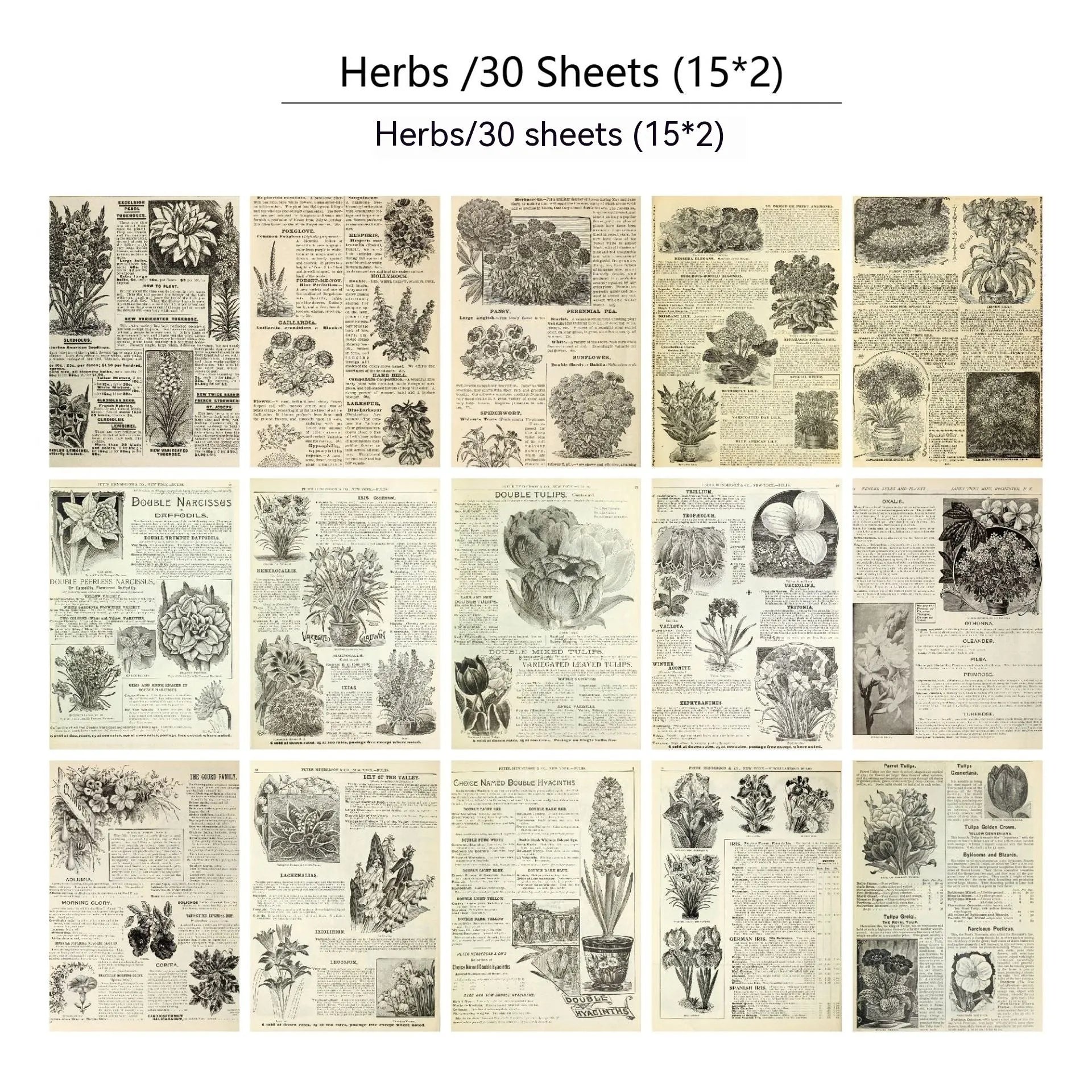 30 pieces of retro-style printed diary newspaper decoration scrapbook paper in assorted colour themes