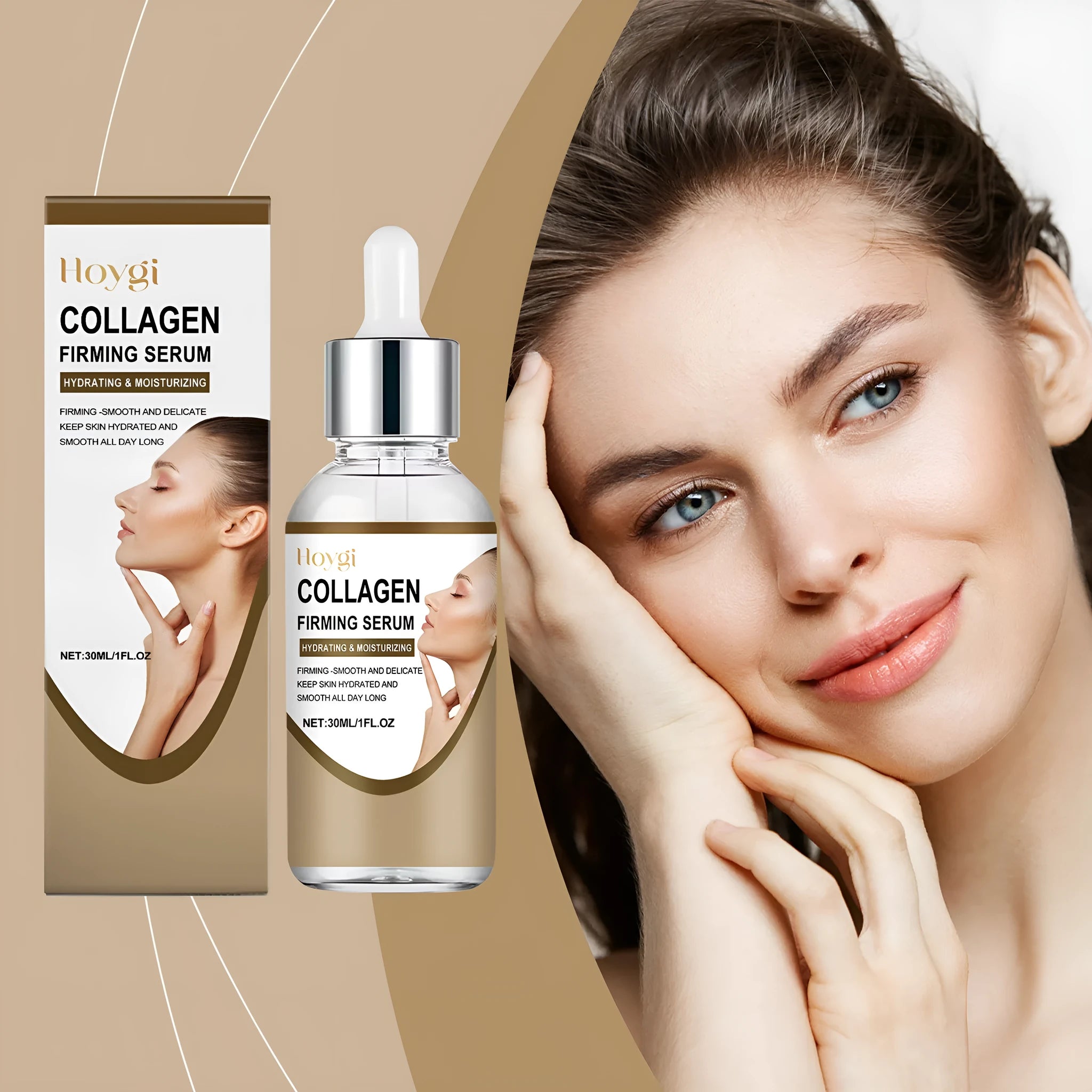 Collagen firming care solution 30ml bottle on white background