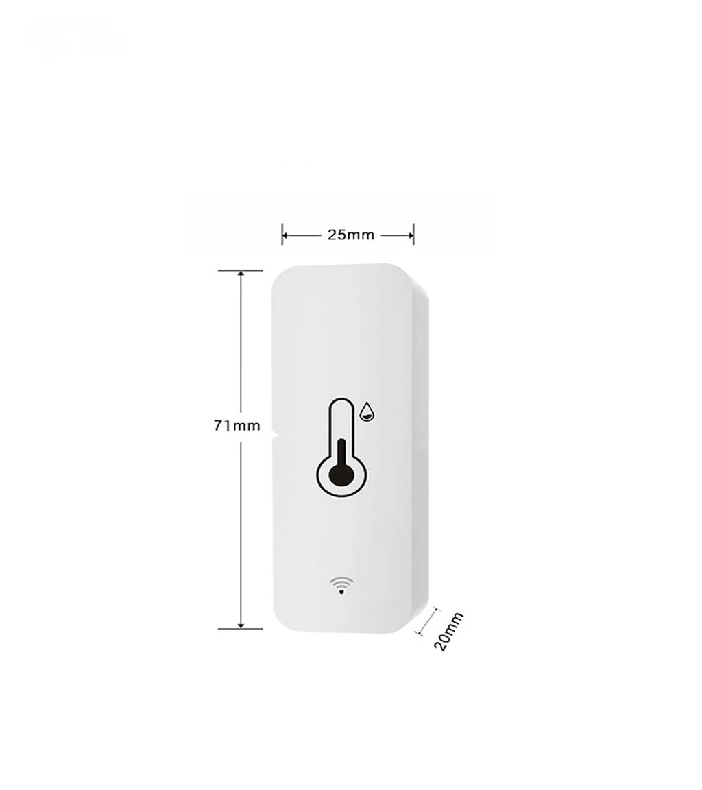 WiFi Zigbee temperature and humidity sensor in white ABS plastic casing showing digital display