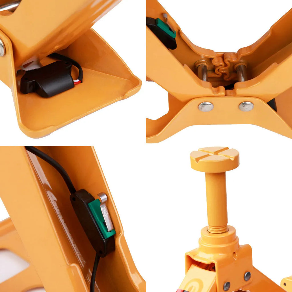 Yellow electric car jack set with electric wrench for vehicle maintenance and tyre changes