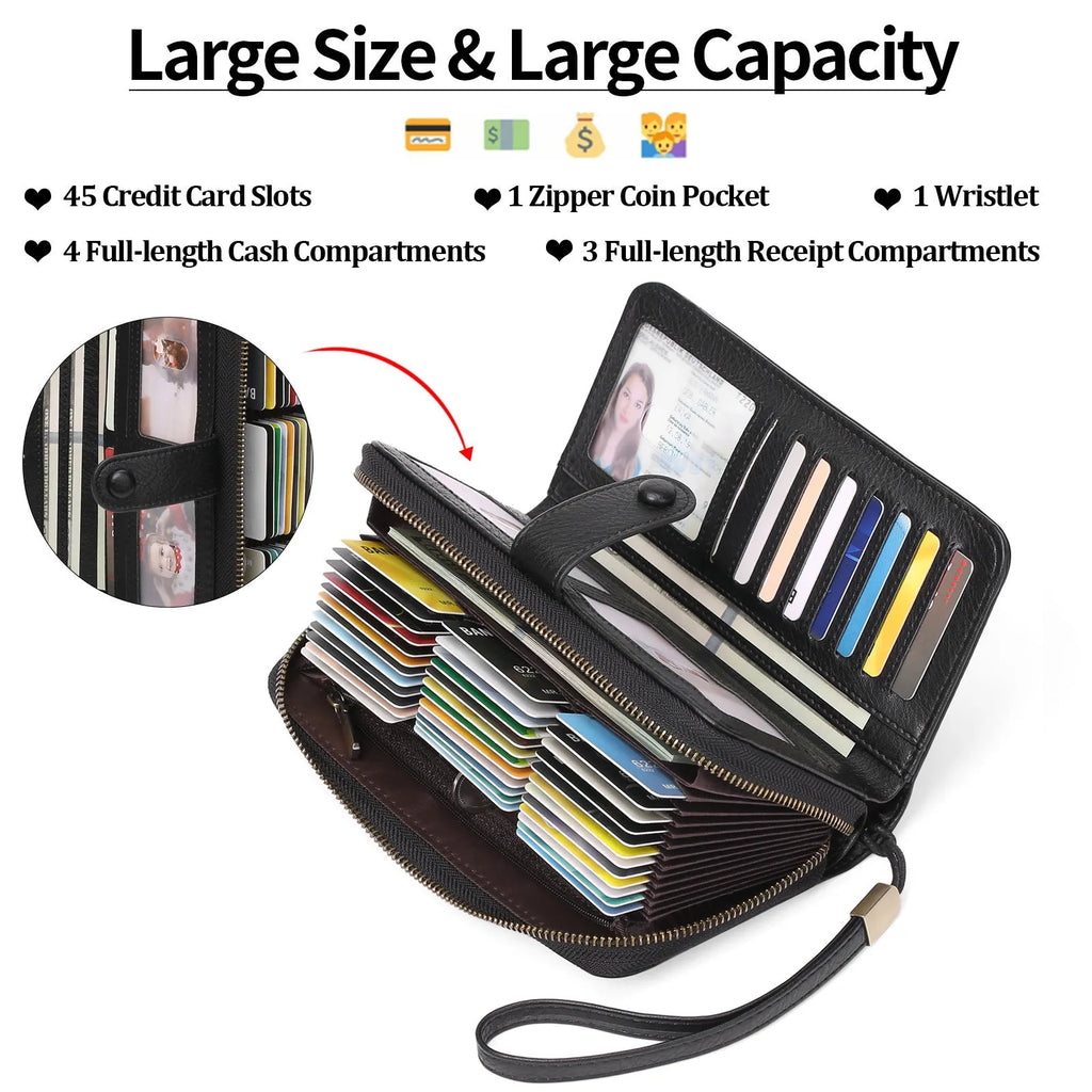 Women's expanding card holder wallet with RFID anti-theft protection in multiple colour options