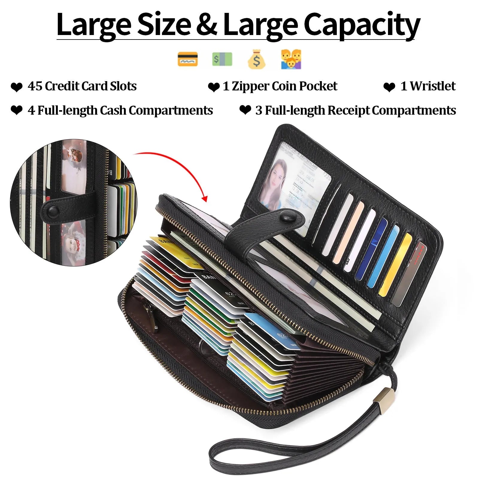 Women's expanding card holder wallet with RFID anti-theft protection in multiple colour options