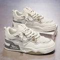 Men's casual board shoes with soft rubber sole, mesh lining, low-top flat heel, available in beige