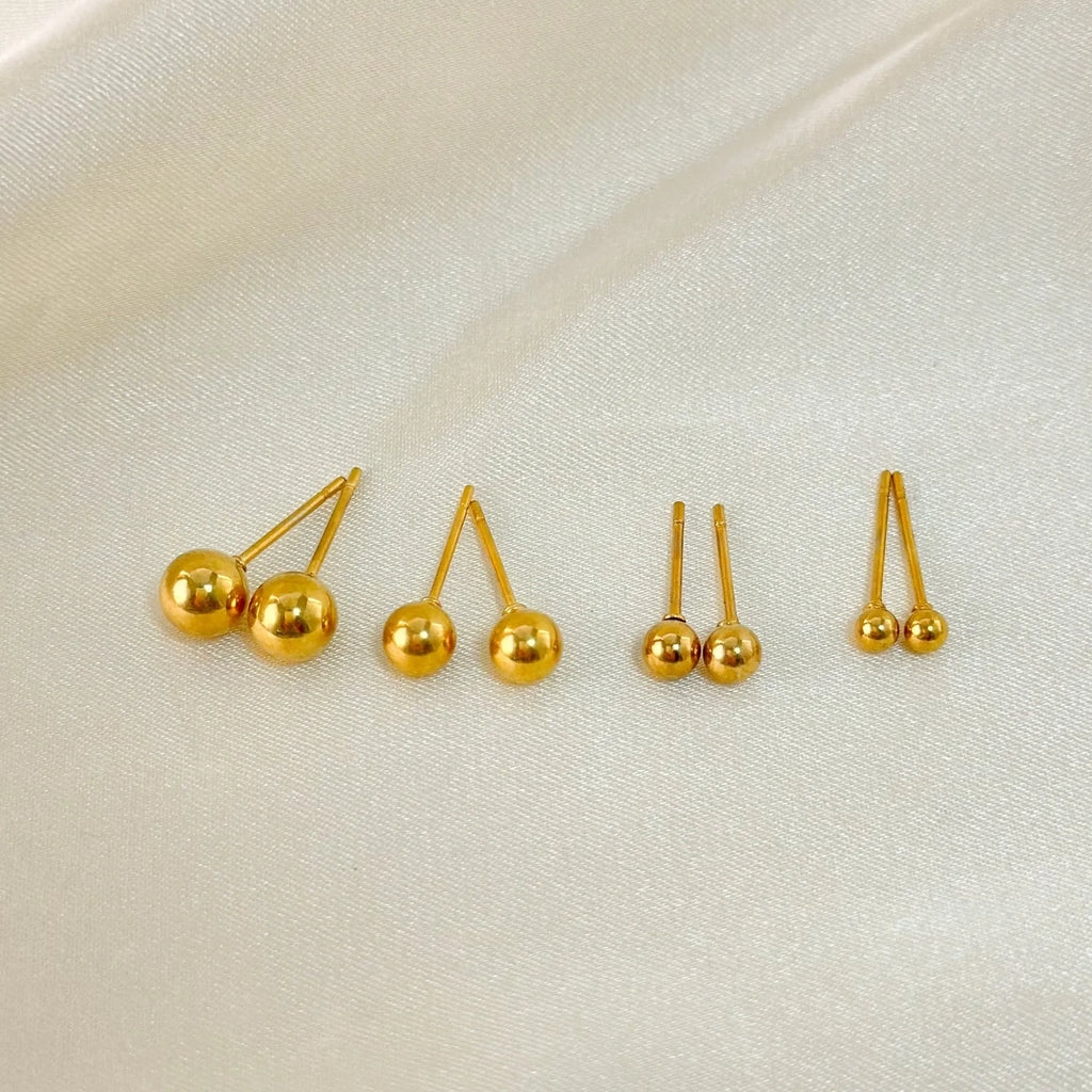 Stainless steel ball stud earrings minimalist geometric design gold silver colours