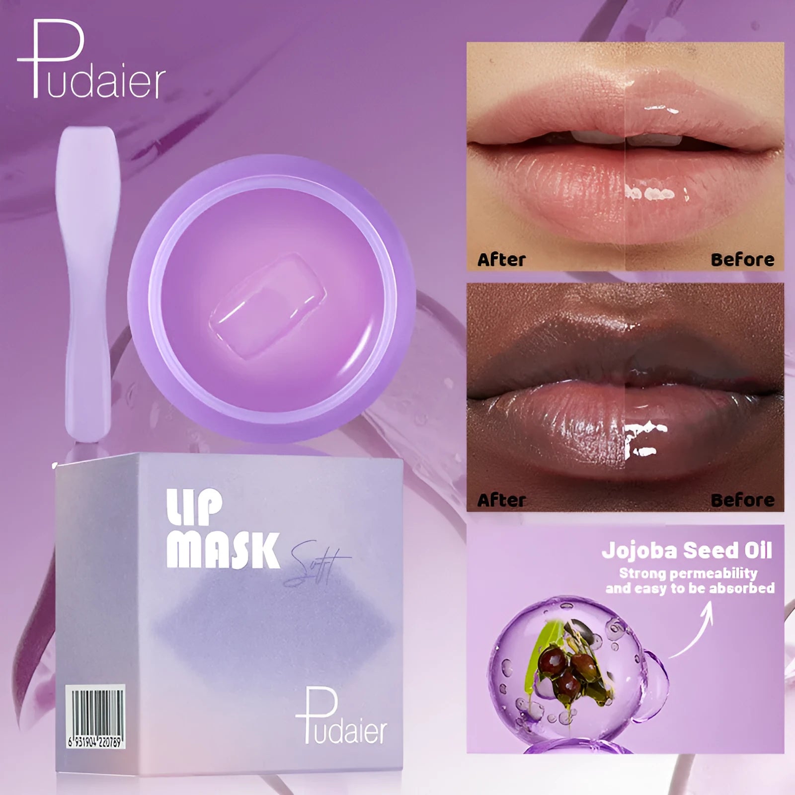 Lip balm exfoliating tube with scraper tool for moisturising light lip lines