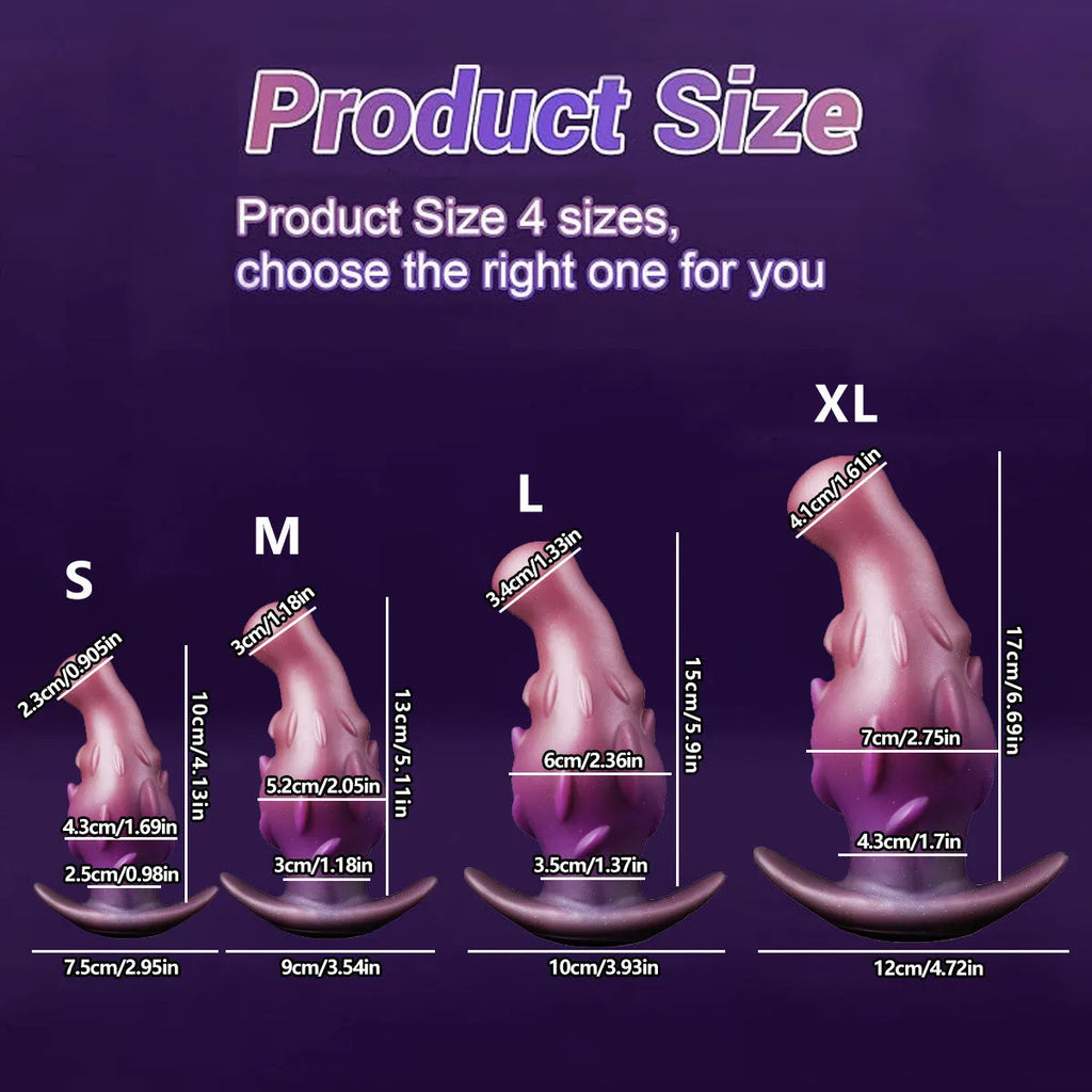 Unisex adult silicone masturbator in purple, gold and black colour options with S to XL sizing