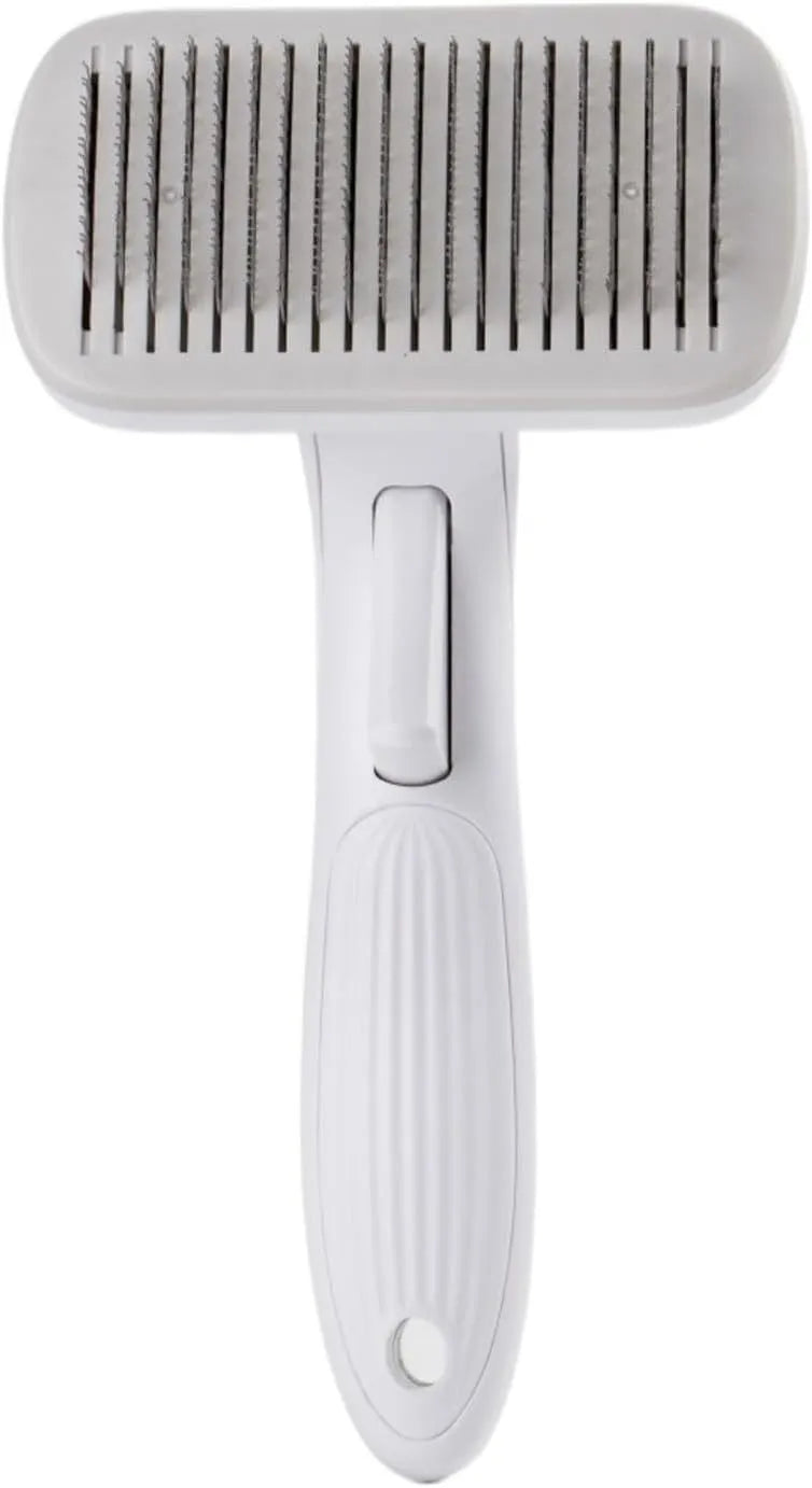 Pet automatic hair removal comb in blue, grey, green, or pink colour options