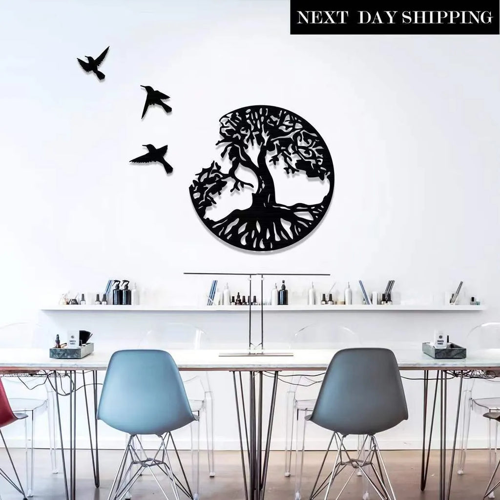 Black electroplated iron decorative wall hanging ornament modern simple style with iron strap for hanging
