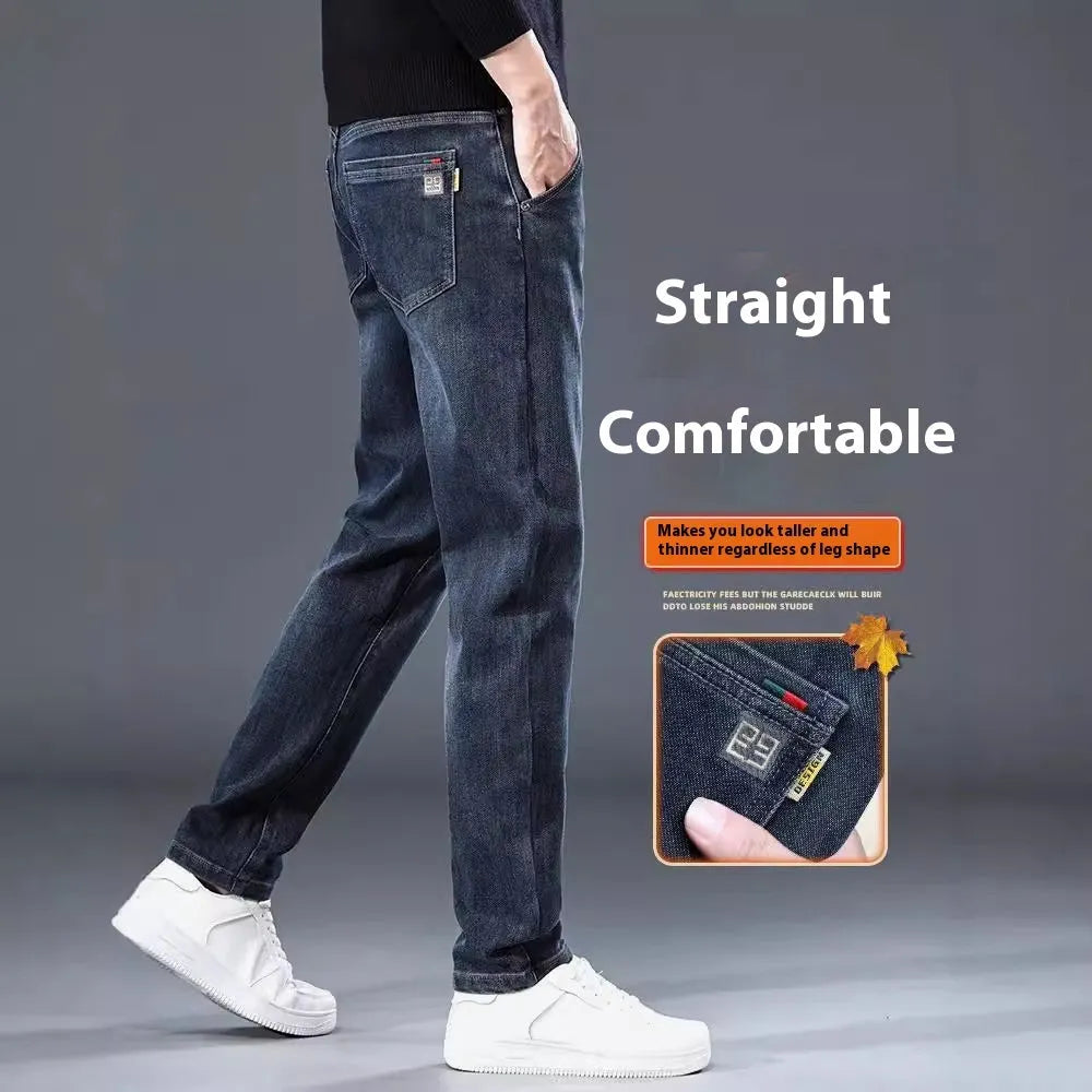 Slim straight casual trousers in black with micro-elastic fabric and mid-waist design