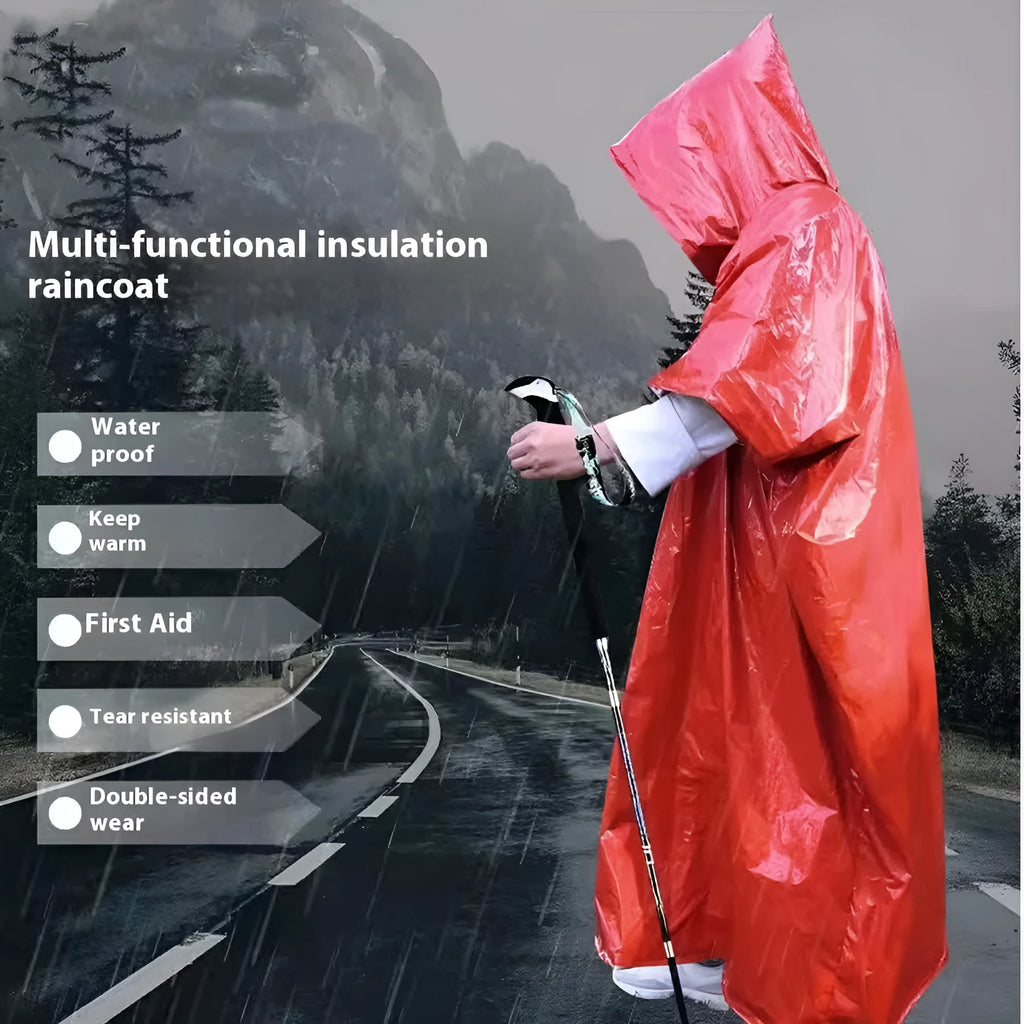 Marathon Wild cross-country multifunctional raincoat in orange or army green colour measuring 100 by 130 centimetres