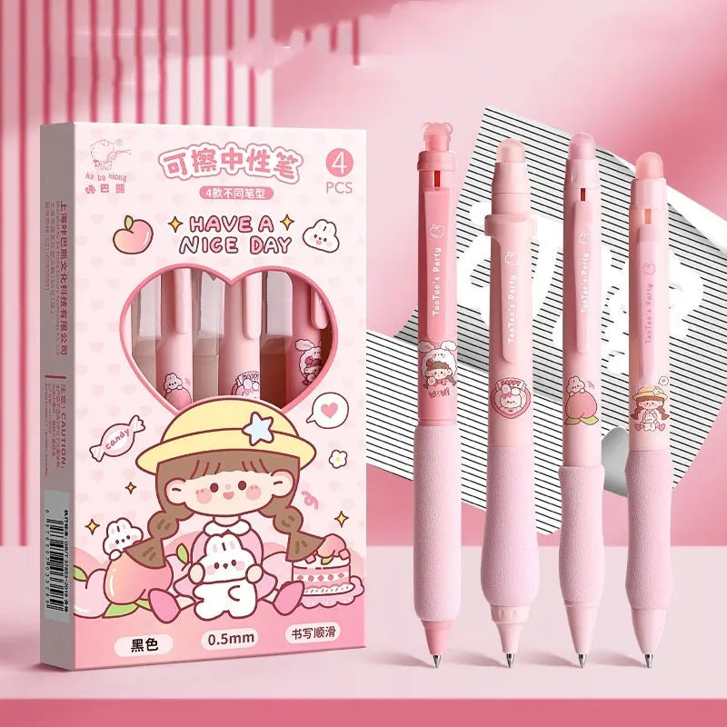 Cartoon-themed erasable gel pen with 0.5mm tip in plastic shell