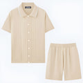 Men's Tencel fabric business casual two-piece set with short sleeve sweater and matching shorts