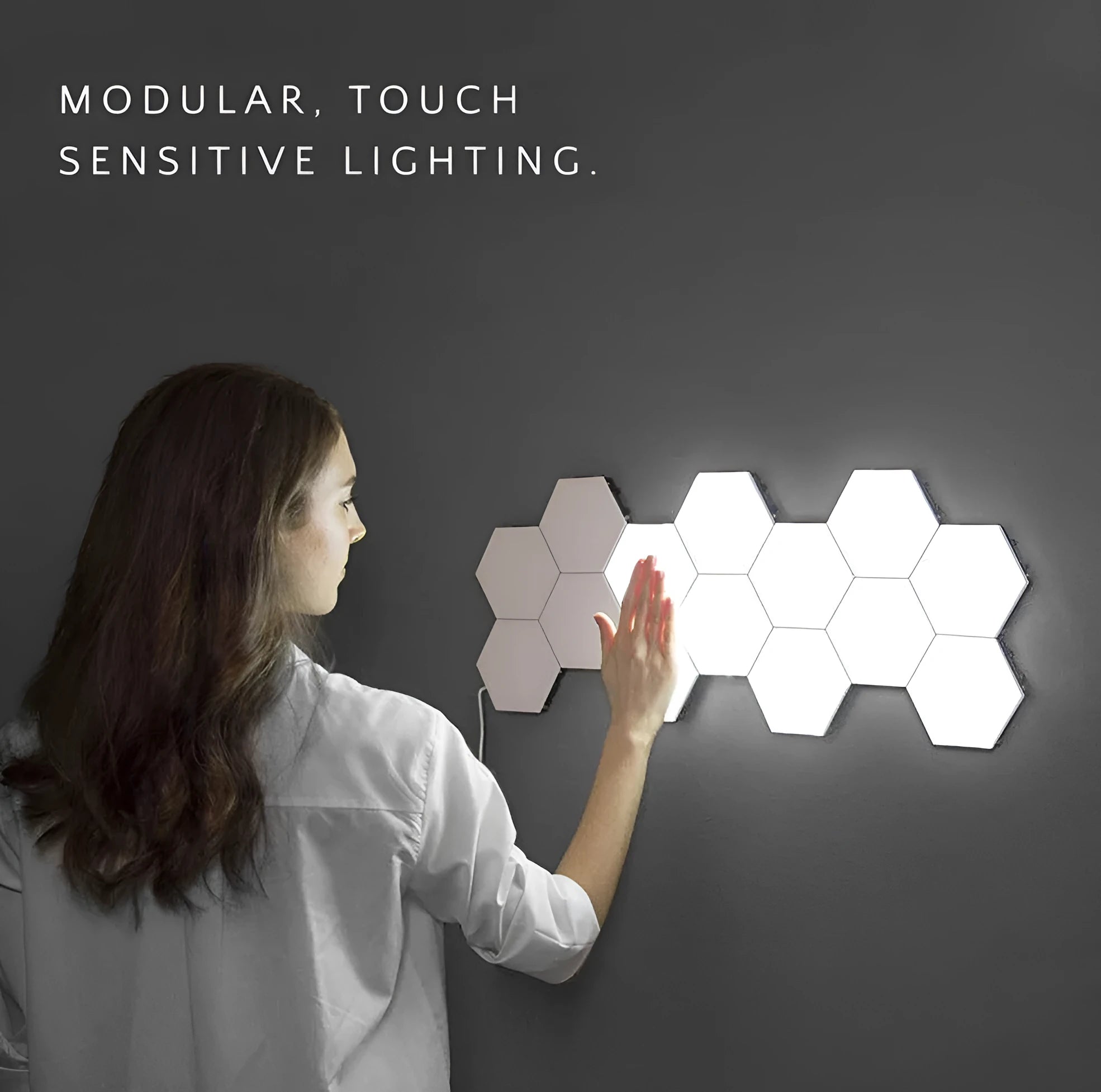 Helios modular honeycomb touch wall lamp with ABS shade and LED lighting