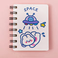 Astronaut themed portable pocket notebook showing soft cover design options and compact 10.5x8cm size