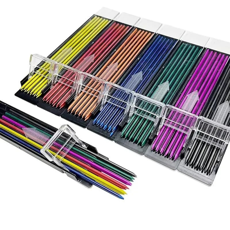 Box of 12 coloured 0.5mm mechanical pencil refills for drawing and painting