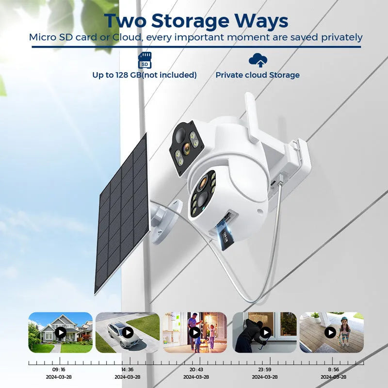 Outdoor 4MP solar wifi monitor with dual light full colour night vision and separate solar panel