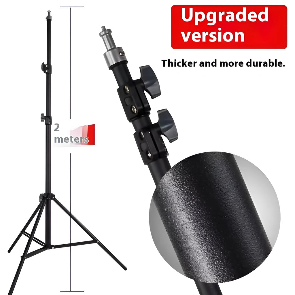 2.1m frosted carbon steel tripod light stand with mobile phone holder for live photography