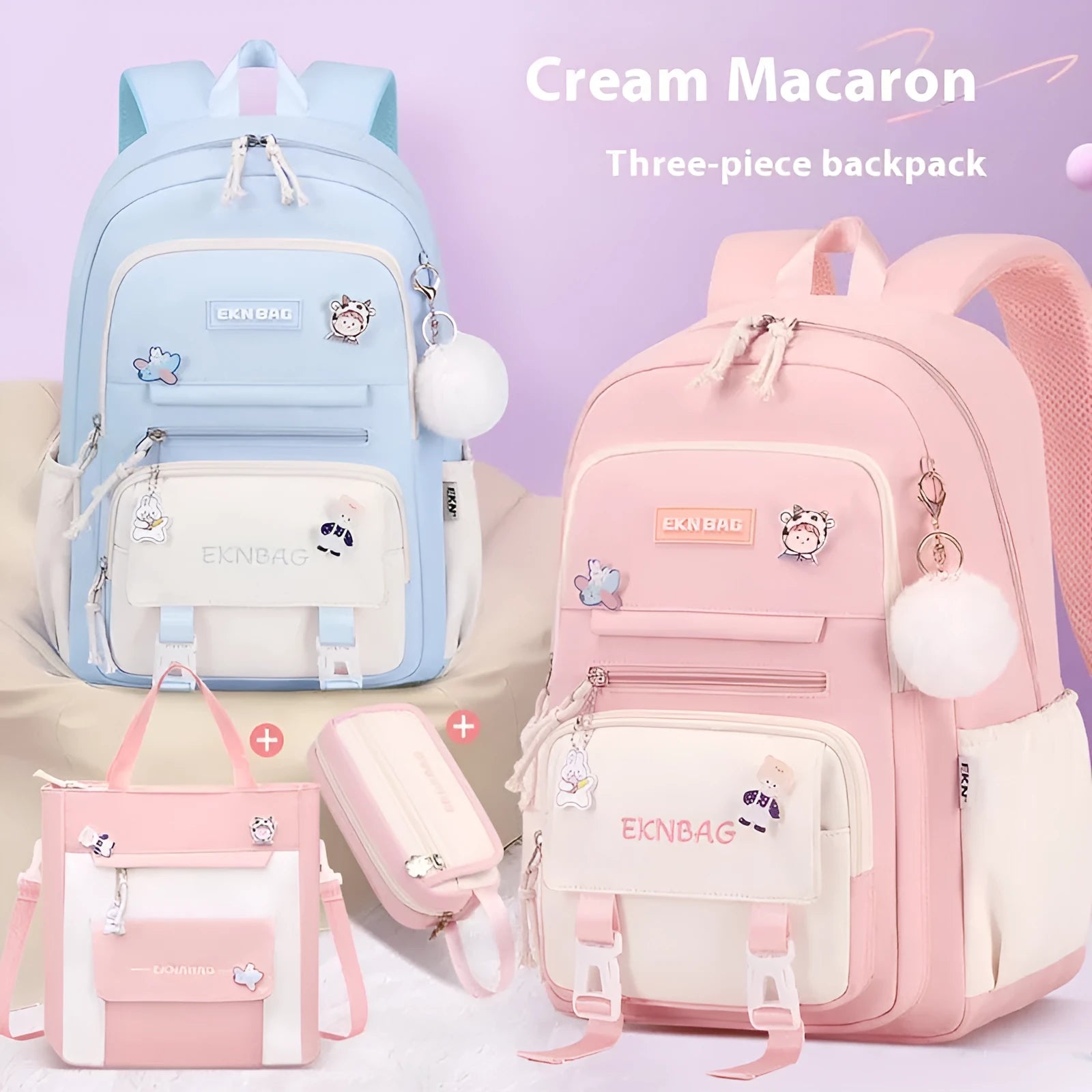 Girls waterproof school backpack in multiple colours with curved shoulder straps