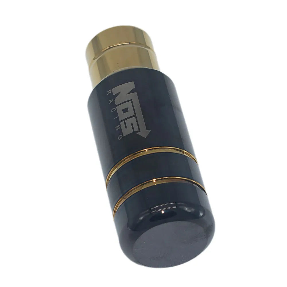 Roasted blue aluminium alloy car gear shift head with three black rubber installation sleeves.