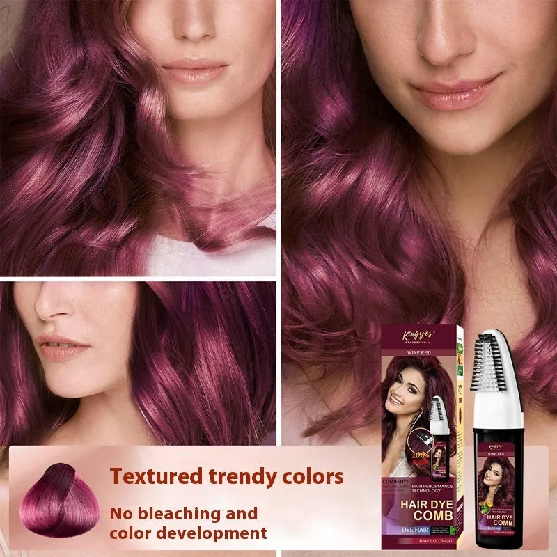 Box for 200ml ammonia-free permanent hair dye kit showing Brown, Wine Red, and Dark Brown colour options.