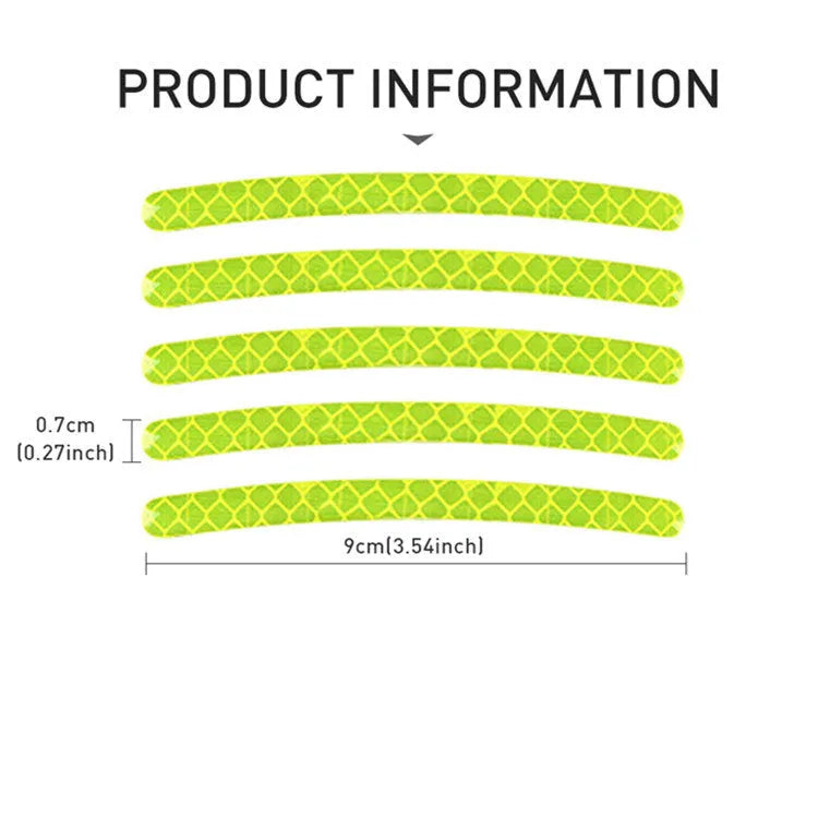 20PCs car wheel hub reflective stickers PVC material arc-shaped design in various colours